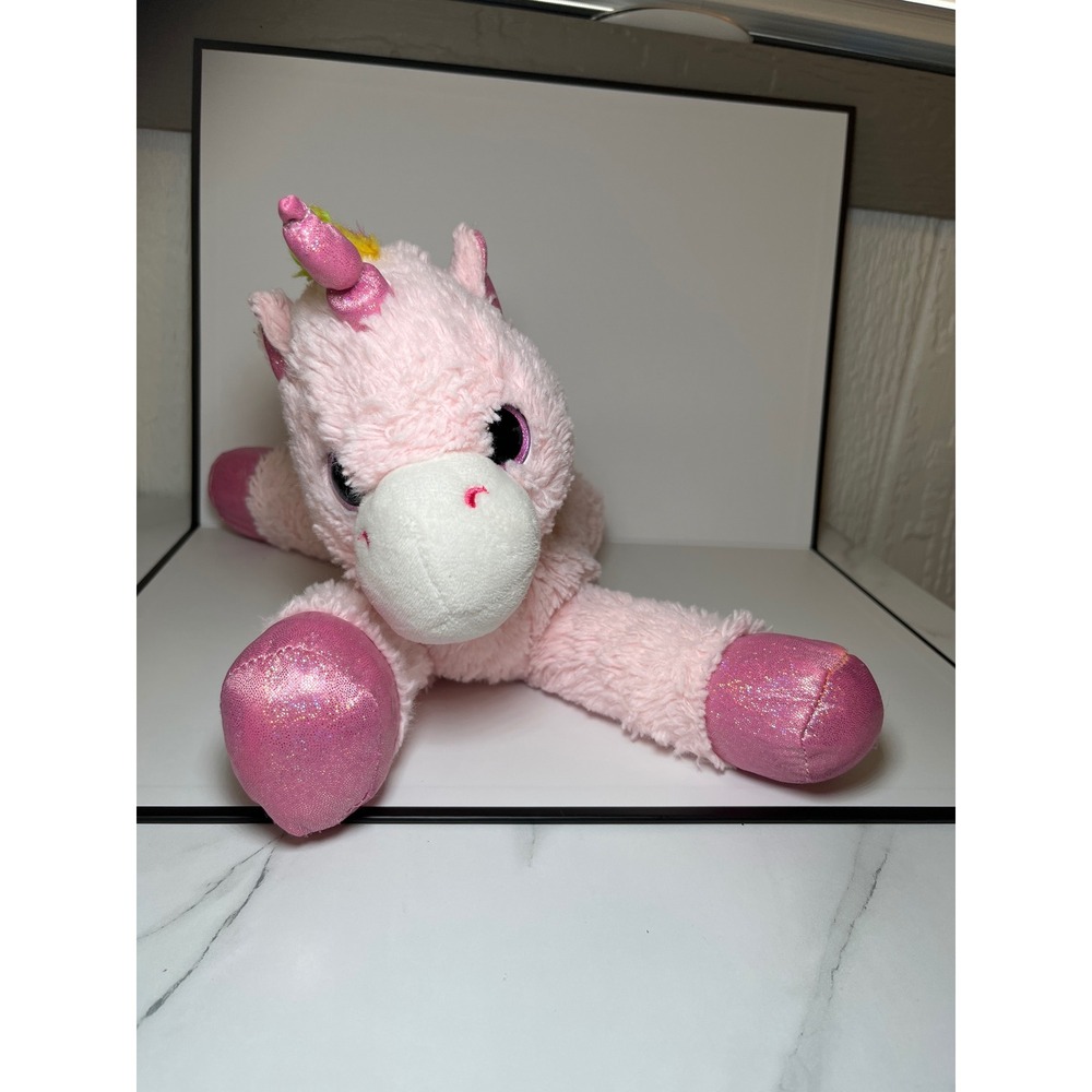 Hug & Luv Pink Unicorn Plush Rainbow Mane‎ Sparkle Hooves Heart Patch Toy